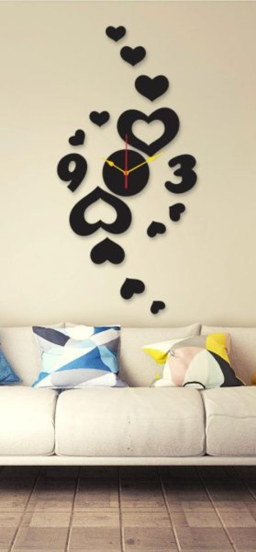 heart design modern wall clock